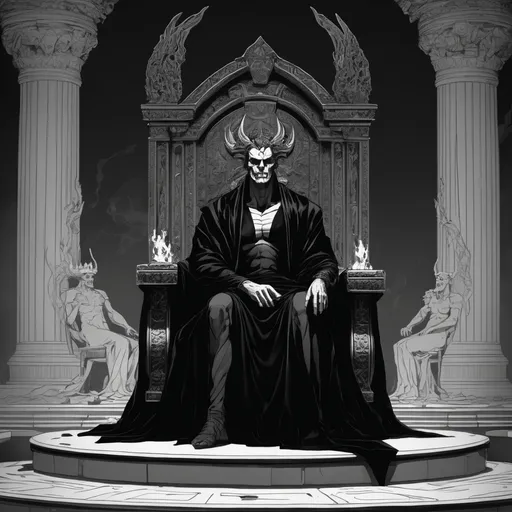 Prompt: Hades sitting in his throne in the Underworld