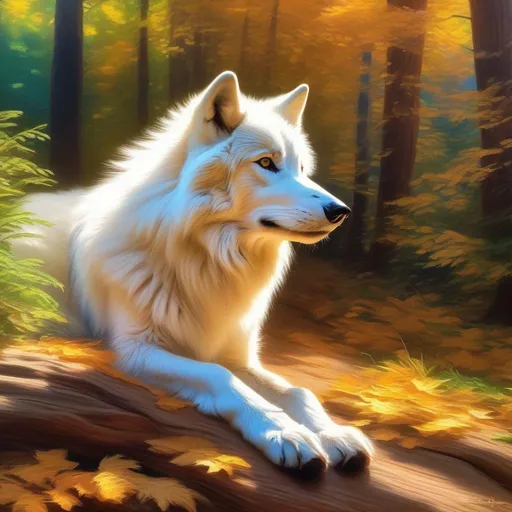 Prompt: (White wolf), realistic, photograph, epic oil painting, (hyper real), furry, (hyper detailed), extremely beautiful, (on back), sprawled, paws in the air, playful, UHD, studio lighting, best quality, professional, photorealism, masterpiece, ray tracing, 8k eyes, 8k, highly detailed, highly detailed fur, hyper realistic thick fur, canine quadruped, (high quality fur), fluffy, fuzzy, close up, rear view, hyper detailed eyes, perfect composition, ray tracing, masterpiece, trending, instagram, artstation, deviantart, best art, best photograph, unreal engine, high octane, cute, adorable smile, lying on back, flipped on back, lazy, peaceful, (highly detailed background), cliffside, overlooking river, overlooking abandoned town, overgrown with nature, vivid, vibrant, intricate facial detail, incredibly sharp detailed eyes, incredibly realistic fur, concept art, anne stokes, yuino chiri, character reveal, extremely detailed fur, sapphire sky, complementary colors, golden ratio, rich shading, vivid colors, high saturation colors, nintendo, pokemon, silver light beams