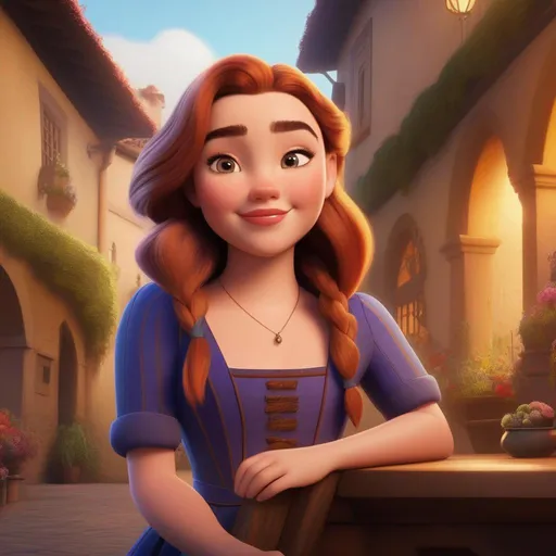 Prompt: florence pugh as an animated disney character