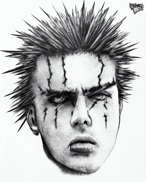 headshot of a punk guy with liberty spikes | OpenArt