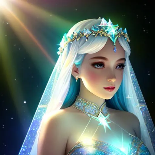 Prompt: White prism, cosmic,etherial, fairy, goddess of light ,closeup