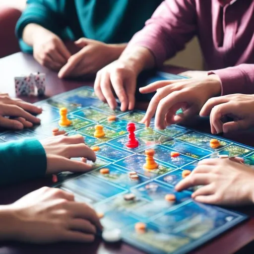 Prompt: People playing board game