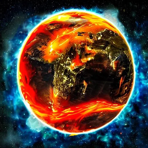 Prompt: the earth on fire