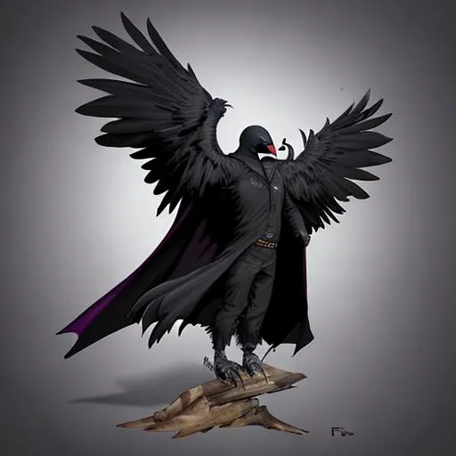 Prompt: grim reaper crow superhero feathered cape