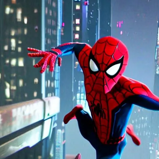 Prompt: Tom holland Spider-Man in into the spider verse