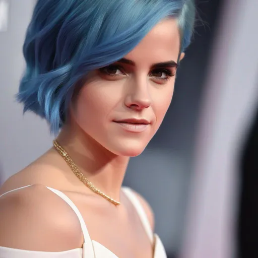 Prompt: emma watson but with blue hair