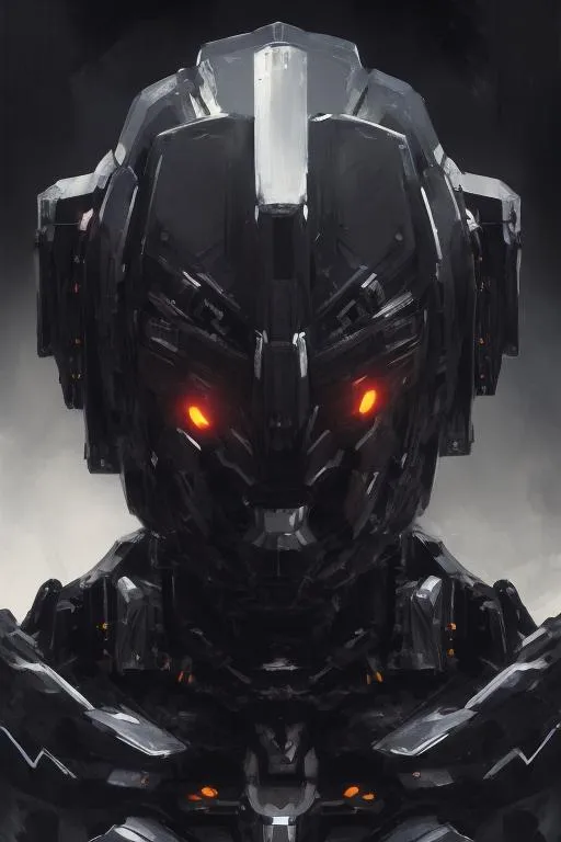 Prompt: A very detailed portrait of a black mecha that gives off an ominous vibe