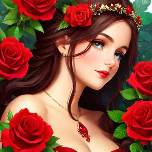 Prompt: fairy goddess,red roses, closeup