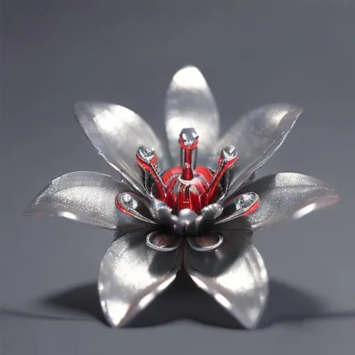 Prompt: 3d chrome silver flower