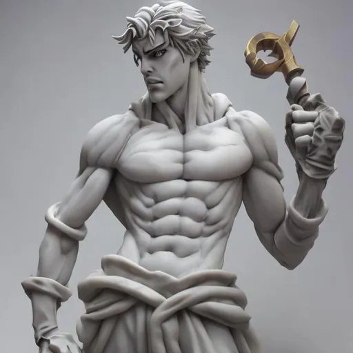 Prompt: marble sculpture of Jonathon Joestar from the anime JoJo's Bizarre adventure