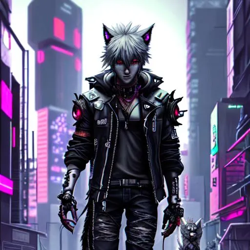 Prompt: cyberpunk wolfboy
