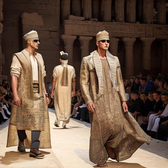 Men's modern fashion show amidst the heritage and an... | OpenArt