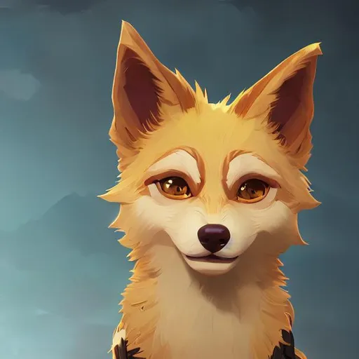 Prompt: little golden wolf with big ears, moody background, vibrant, 4k resolution, detailed, magical