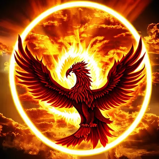 Prompt: A rising phoenix image in a circle with the words "Redemption Ministries" Around the outside
