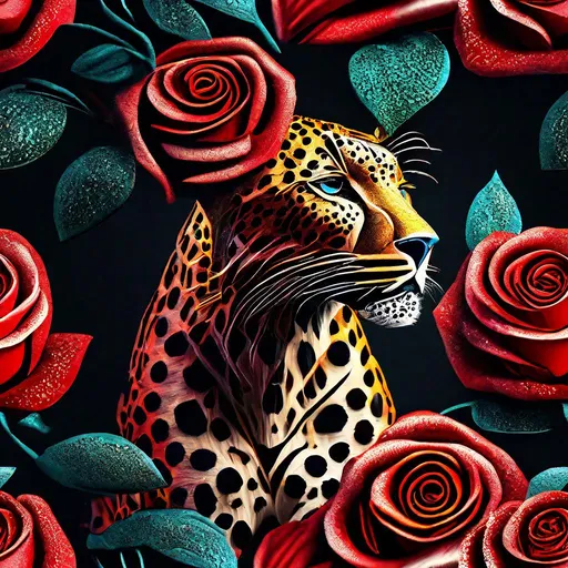 Prompt: Bright  3D, HD,  Beautiful, spectacular, vivid, cinematic,     Rose leopardprint beautiful  hyper realistic, super detailed, high quality, sharp focus, studio photo, intricate details, highly detailed,unreal engine