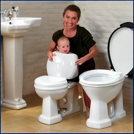 Prompt: toilet stuck in baby