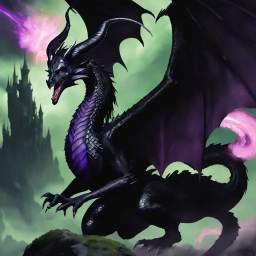 Prompt: Aurora fighting Maleficent in Maleficients' dragon form in realistic fantasy style