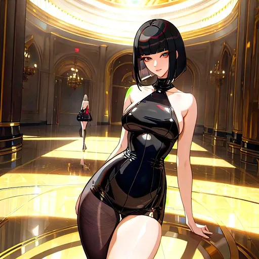 Prompt: a lonely AI girl, very tall, thick thighs, wide hips, huge glutes, long legs, slender waist, big beautiful eyes, disturbingly beautiful face, aloof expression, bob haircut with bangs, wearing "Prada" fashion clothes, haute couture, God-quality, Godly detail, hyper photorealistic, realistic lighting, realistic shadows, realistic textures, 36K resolution, 12K raytracing, hyper-professional, impossible quality, impossible resolution, impossibly detailed, hyper output, perfect continuity, anatomically correct, no restrictions, realistic reflections