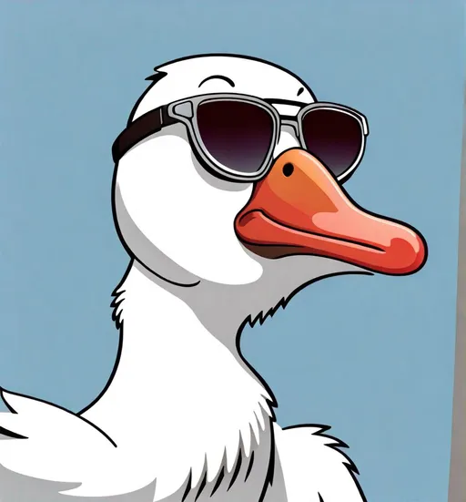 Funny duck in summer beach with sunglasses