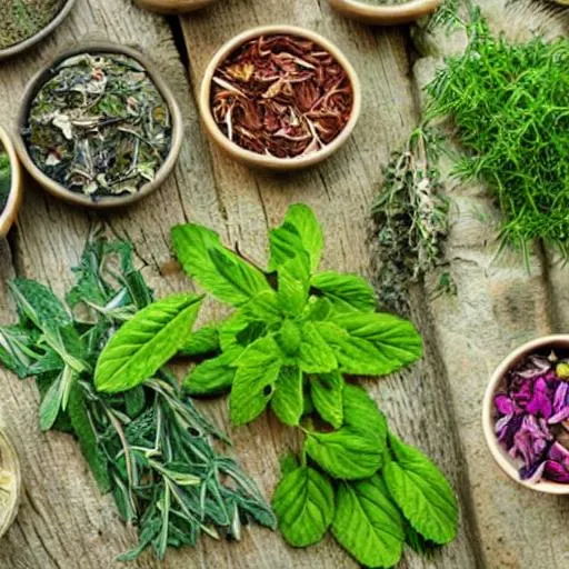 Prompt: beautiful healing medicinal herbs