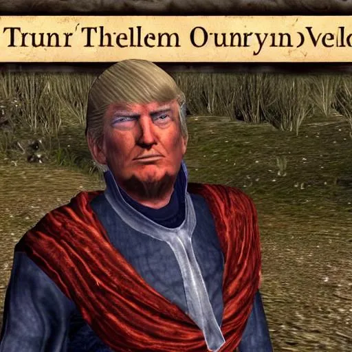 Prompt: screenshot of Donald Trump in Elder Scrolls Oblivion