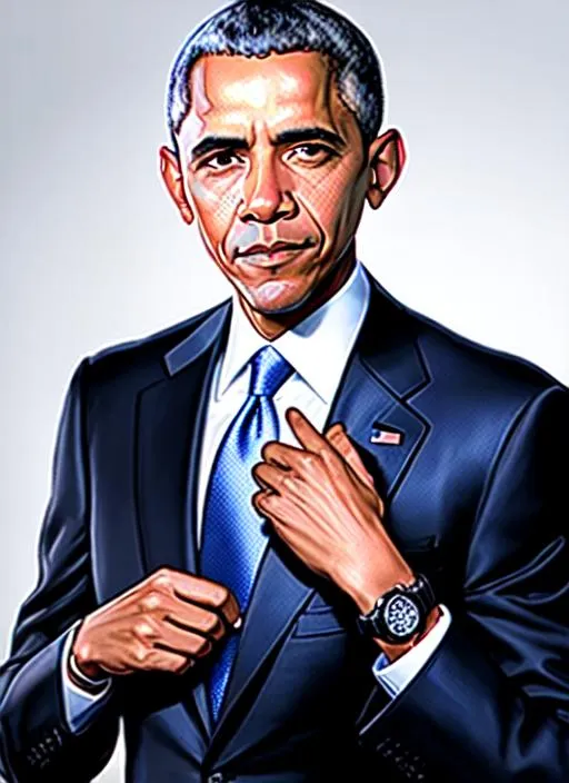 Prompt: Barack Obama, Three-Piece Suit, Check Watch, Masterpiece, Best Quality, Extremely Detailed Face, Perfect Lighting, Solo