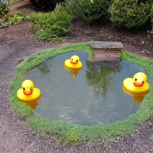 Prompt: Rubber duck pond