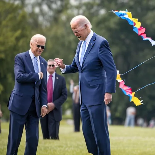 Prompt: president biden flying a kite