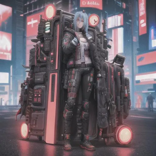 Prompt: a full-body portrait of a cyberpunk traveler of the universe