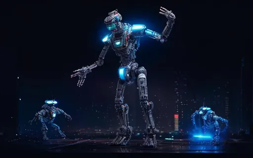 Prompt: dancing robots and a lasershow, perfect composition, hyperrealistic, super detailed, 8k, high quality, trending art, trending on artstation, sharp focus, studio photo, intricate details, highly detailed, cyberpunk, by greg rutkowski