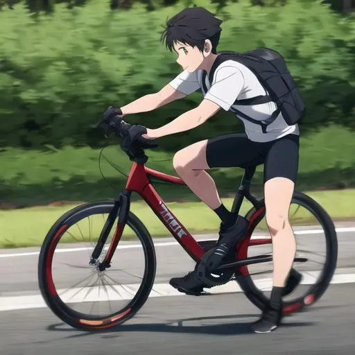 Prompt: A boy riding a bike 