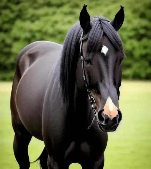 Prompt: a beautiful stuning black horse, good proportion, perfect symetrical