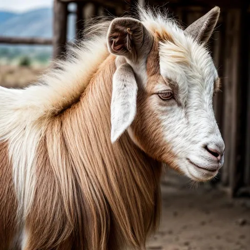 Prompt: portrait of a goat, symetric face