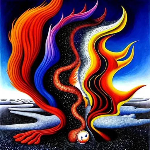 Prompt: fire and ice, surrealistic.