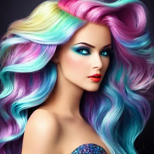 Beautiful mermaid, photorealistic face, curl long mu... | OpenArt