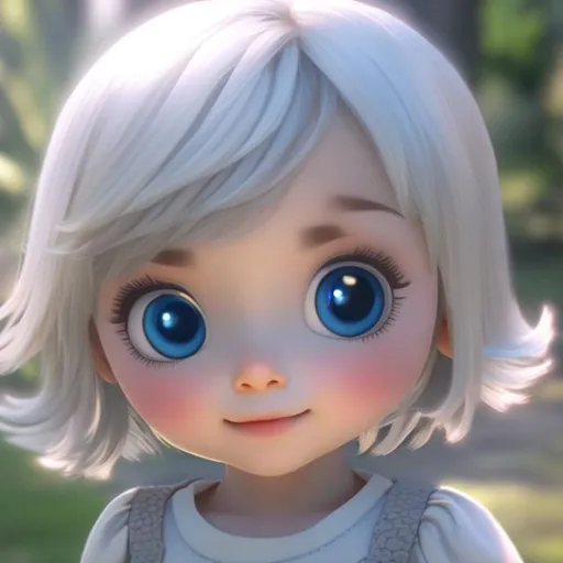 Prompt: beautiful child, innocent little girl, big eyes full of life, silver hair girl