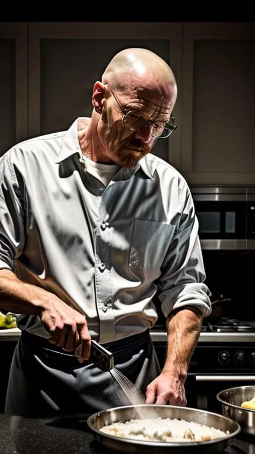 Prompt: professional digital art of Walter white cooking for drake, UHD, 4K