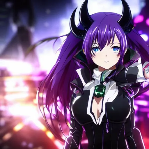 purple hair, long hair, Yatogami Tohka, Date A Live, Light Novel, purple  background, purple, anime girls, anime, edit, city, building, glowing eyes,  city lights, night, Japanese