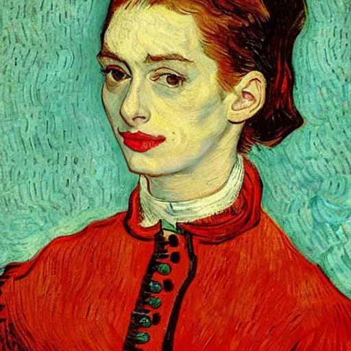 Prompt: Anne Hathaway by Van Gogh
