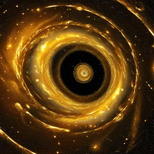 Prompt: A golden wormhole