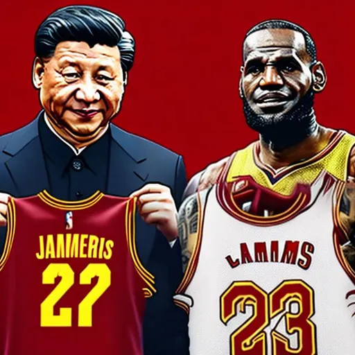 Prompt: xi jinping and lebron james 