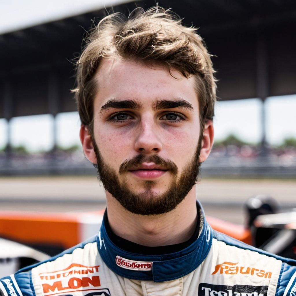 Bearded Men Racing a young racecar driver with a beard