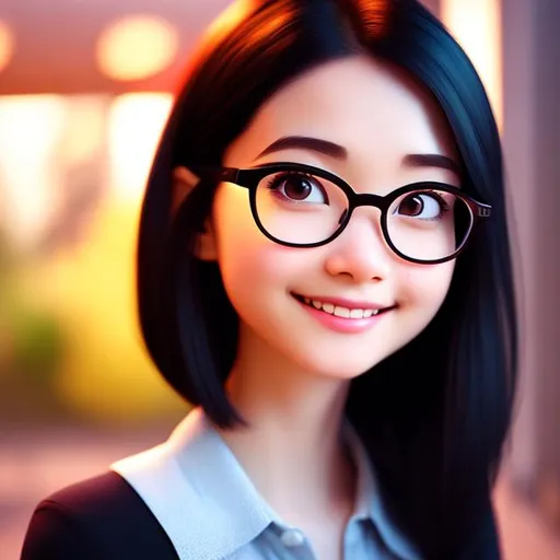 Disney, Pixar art style, CGI, thin pale girl, short