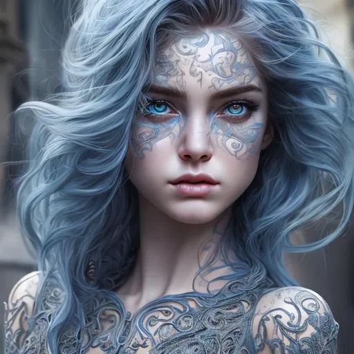 Prompt: girl, beautiful face, beatiful woman, royal, human, evil, blue hair, luscious hair, extremely detailed, uhd, hyperrealistic, realistic, real, intricate details, perfect composition, super detailed, sharp focus, picturesque