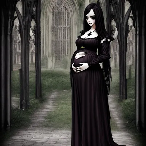 Prompt: gothic
 pregnant girl