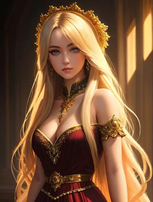 Prompt: Oil painting, Chiaroscuro, landscape, UHD, 8K, highly detailed, panned out view of the character, visible full body, a hyperdetailed mage girl, hyperdetailed long hair, masterpiece, hyperdetailed full body, hyperdetailed feminine attractive face and nose, complete body view, ((hyperdetailed eyes)), perfect body, perfect anatomy, beautifully detailed face, alluring smile, ((fantasy_gown1.3)), small chest