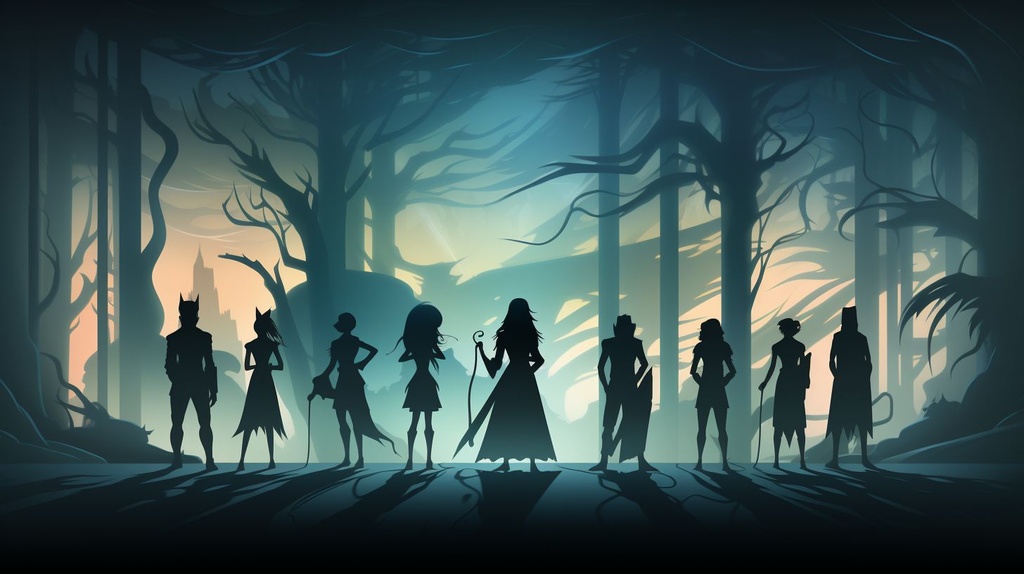 Prompt: vector shadows of outerworldy creatures move behind the transparent striped wall