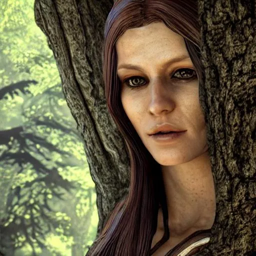 Prompt: Woman, wood elf, 8k, Skyrim, woodland, beautiful, photorealistic 