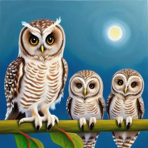 Prompt: Painting of baby owls
