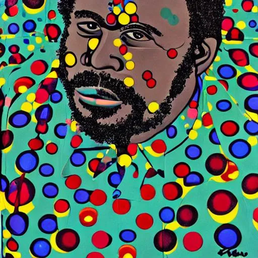 Prompt: Portrait of Thelonious Monk in the style of Yayoi Kusama
